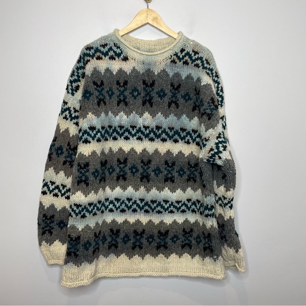 Vintage Hand Made in Equador Wool Sweater Roll Neck